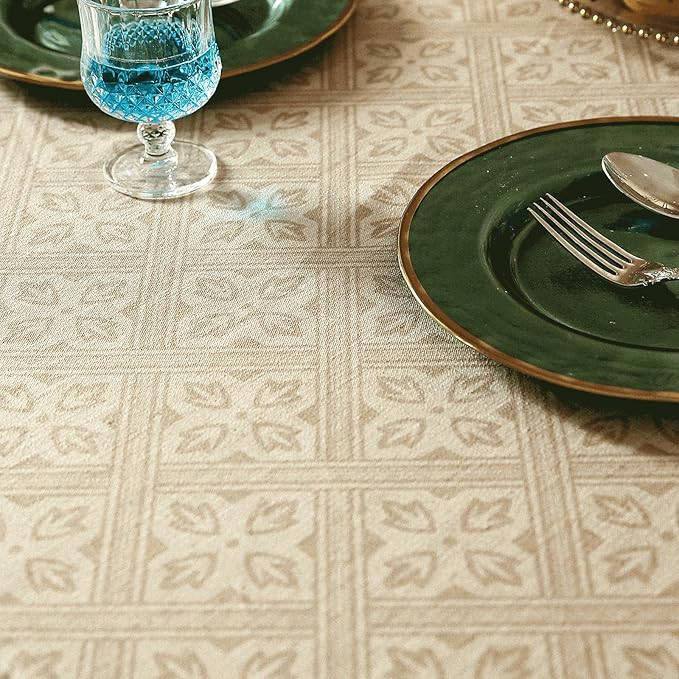 patdrea French Linen Tablecloth Soft Durable Floral Table Cloth Designer Kitchen Dining Tablecloth for Rectangular Tables for Parties Christmas 55"x 87"