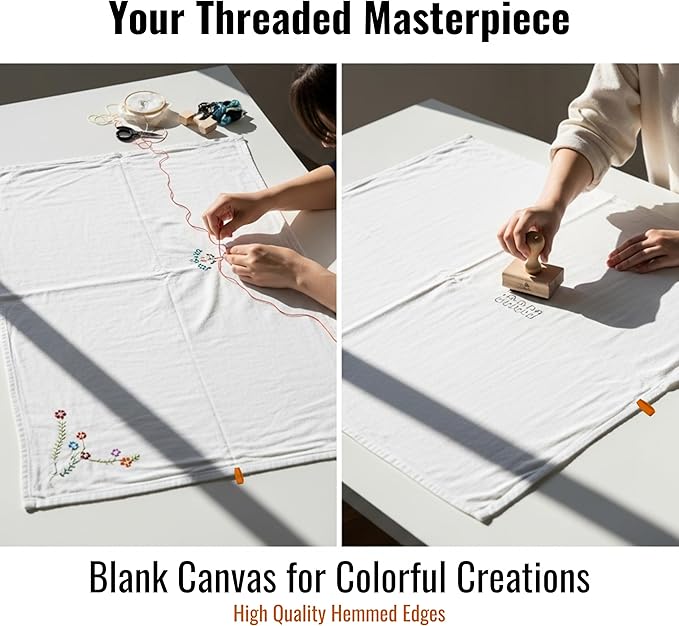 Flat Flour Sack Towels 100% Cotton Dish Towel Reusable Baking Cloth for Bread Dough, Baguettes, Ciabatta, Machine Washable, Kitchen Towels for Cleaning (White, 28"x28" - Pack of 7)