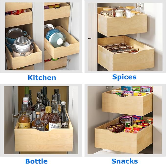 14" W x 22" D Soft Close Pull Out Drawers for Cabinets, Pull Out Cabinet Organizer with Heavy Duty Slides, Kitchen Cabinet Roll Out Drawers, Pull-Out Home Organizers