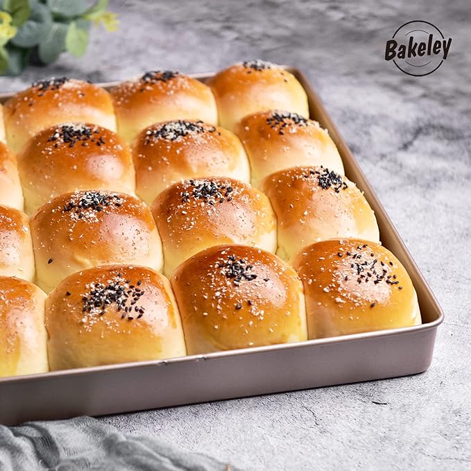 11-Inch Baking Sheet Pan Non-Stick Square Baking Pan Jelly Roll Bakeware for Oven Roasting 11.2" × 11.2" × 1.38" (Champagne Gold)