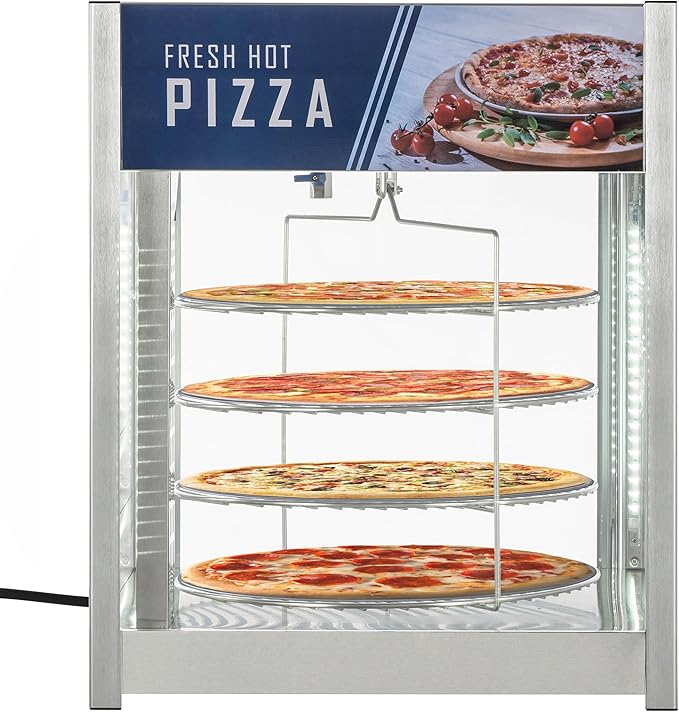 KoolMore 18 in. Commercial Pizza Display Warmer with 4 Rotating Racks in Stainless-Steel (KM-HPD4-18)