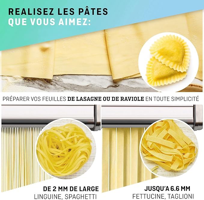 Manual Pasta Maker with Dryer - Multi-Pasta Stainless Steel Italian Flat Dough Machine with Adjustable Setting, Sharp Cutter, and Hand Crank - Fresh Homemade Noodles, Spaghetti, Lasagne | By VeoHome…