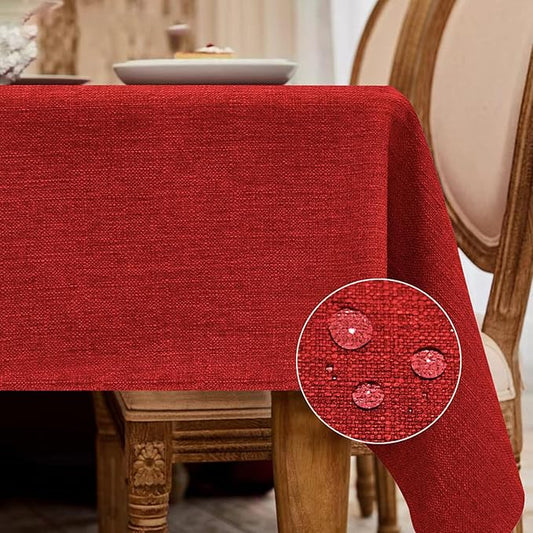 BALCONY & FALCON Rectangle Tablecloth Washable Wrinkle Resistant and Water Proof Table Cloth Decorative Linen Fabric Tablecloths for Dining Parties Kitchen Wedding and Outdoor Use (Red, 57x118)