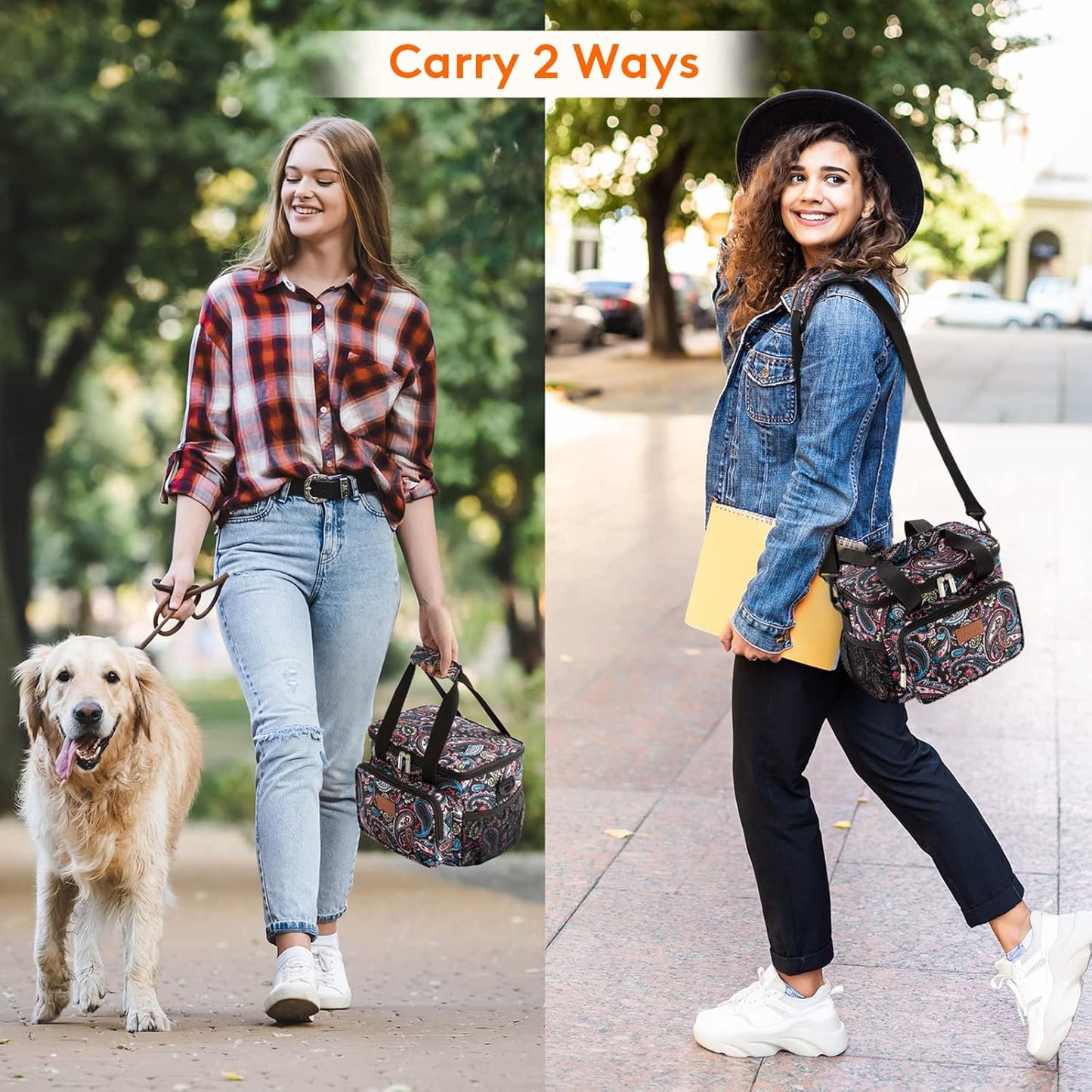 Lifewit Medium Lunch Bag Insulated Lunch Box Soft Cooler Cooling Tote for Adult Men Women, Paisley 12-Can (9L)