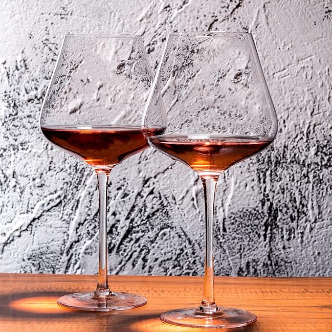 BACLIFE Hand Blown Red Wine Glasses Set of 4 – 23 oz Burgundy Wine Glasses With Long Stem – Large Premium Crystal Wine Glass – Unique Gift for Wedding, Anniversary, Mother’s Day – Clear