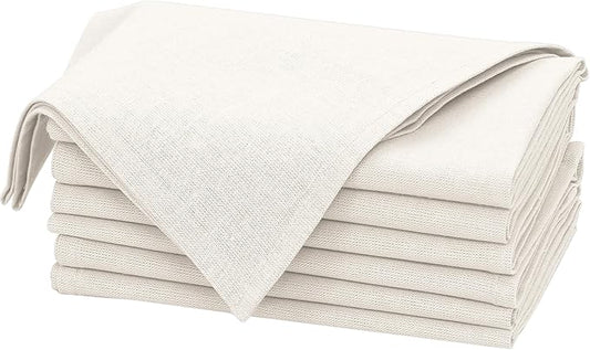 Ruvanti Linen Napkins Set of 6, 18x18 Cloth Napkins, Cotton Linen Blend Napkins Cloth Washable, Soft, Reusable Dinner Napkins for Wedding, Parties, Christmas, Thanksgiving, Everyday Use - Ivory