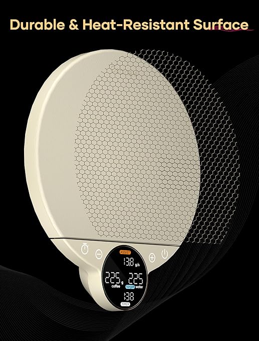 Cocinare Balance Digital Coffee Scale, Precision Control with Three Modes - Brewing Assist, Weighing, Competition, Digital Kitchen Scale for Coffee and Small Goods, Up to 3000g (Vintage White)