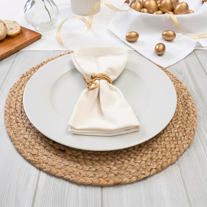 Blue Needles Solid Cloth Napkins Set of 12 Cream 100% Cotton Dinner Napkins 18x18 inches - Soft, Reusable, Absorbent & Washable Fall Thanksgiving Linen, Ideal for Events, Parties & Everyday Use