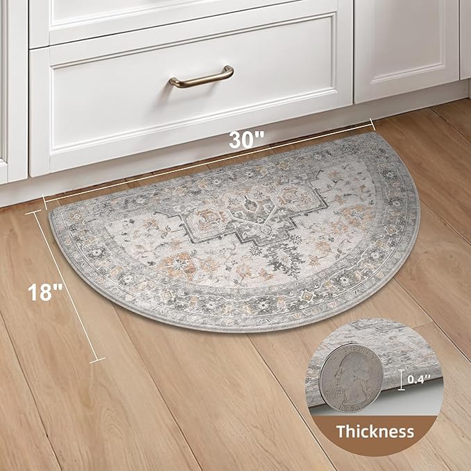 GENIMO Kitchen Mats for Floor, Washable Anti Fatigue Mat for Cushioned, 18"x30", Waterproof Kitchen Rugs, Non Slip Foam Comfort Standing Mat Rug for Home, Sink, Desk, Office, Laundry, LightTaupeBrown