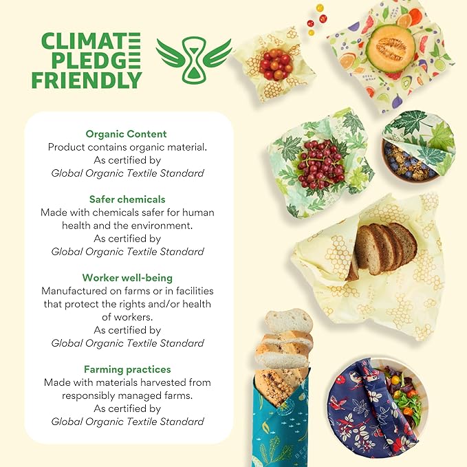 Bee's Wrap Beeswax Wraps for Food - Botanical 3 Pack (2M 1 Sandwich) Made in USA Reusable & Organic Food Wraps, Sandwich Wrap - Eco-Friendly Alternative to Aluminum Foil & Plastic Wrap