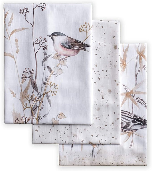 Maison d' Hermine Kitchen Towels Set of 3 100% Cotton 27.50" x 20" Reusable Cloth Tea Dish Towels Absorbent with Hanging Loop for Kitchen, Cocktail Parties Spring/Summer (Meadow Florals - Brown)