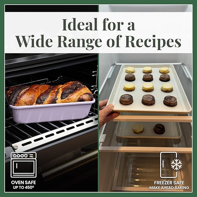 Larder & Vine 8-Piece Bakeware Set | Non-Stick Baking Set with Ceramic Finish | PFAS, PFOA, PTFE, and BPA Free Baking Essentials | Baking Sheets, Muffin Tins and Assorted Baking Pans | Lavender
