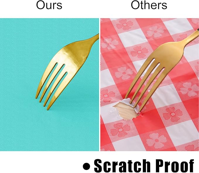 homing Round Vinyl Tablecloth, Waterproof Spillproof Plastic Flannel Backed Table Cloth, Wipe Clean Table Cover for Dining, Buffet Parties and Camping (Teal, 60")