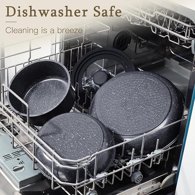 GiPP Ceramic Non Stick Pots and Pans Set,Nonstick Detachable Handle Cookware Sets,Healthy Non Toxic PFAS PFOA & PTFE Free, Dishwasher ＆Oven Safe, Induction Kitchen Pot and Pan, 8 Piece Grey