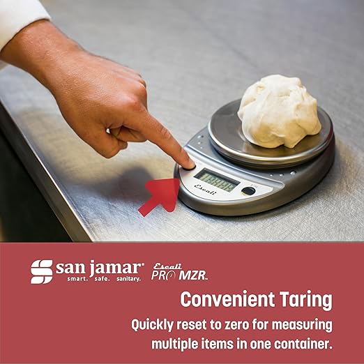 San Jamar Escali Digital Kitchen Scale, 11 lb Capacity, Tare Function, Precise Readout, Compact 8.5" x 6", Metallic Plastic (Model SCDG11M)