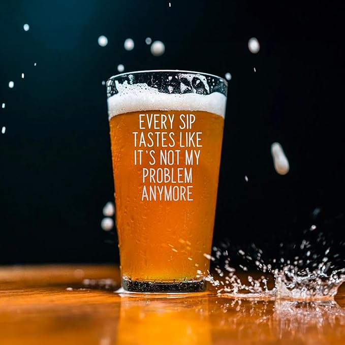 Every Sip Premium 16 oz Beer Pint Glass, Laser Engraved Beer Pint for Retirement, Custom Retirement Gifts, Lead-Free Beer Lover Gift