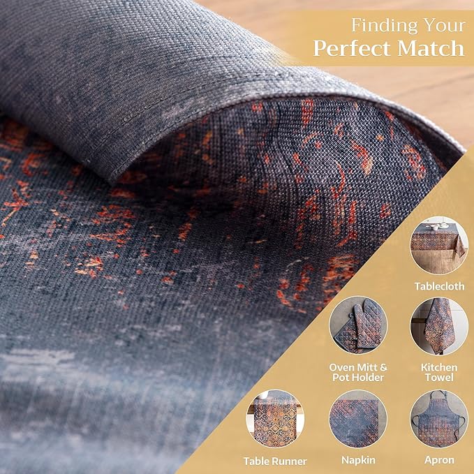 Maison d' Hermine Placemats Set of 4 100% Cotton Washable Cloth Place Mats, Reusable Table Mats for Thanksgiving Christmas Decorations Kitchen Dining Party Wedding Restaurant (Imperfection, 13" x 19")