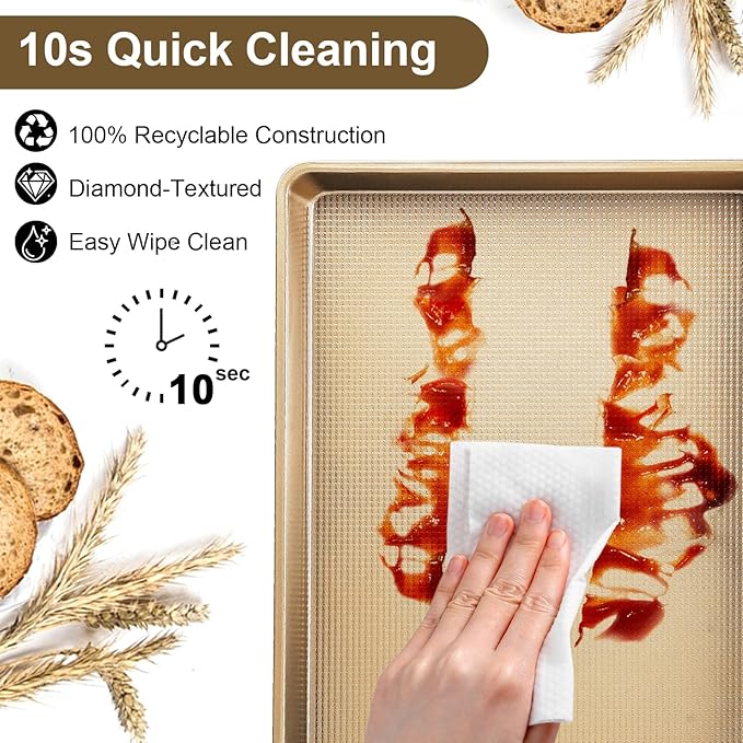 Baking Sheet Baking Pan Set of 3, Nonstick Cookie Sheets for Baking Supply, 17.8''/14.8''/12.8'' Carbon Steel Half/Jelly Roll/Quarter Baking Tray with Diamond Texture, Heavy Duty Cookie Tray