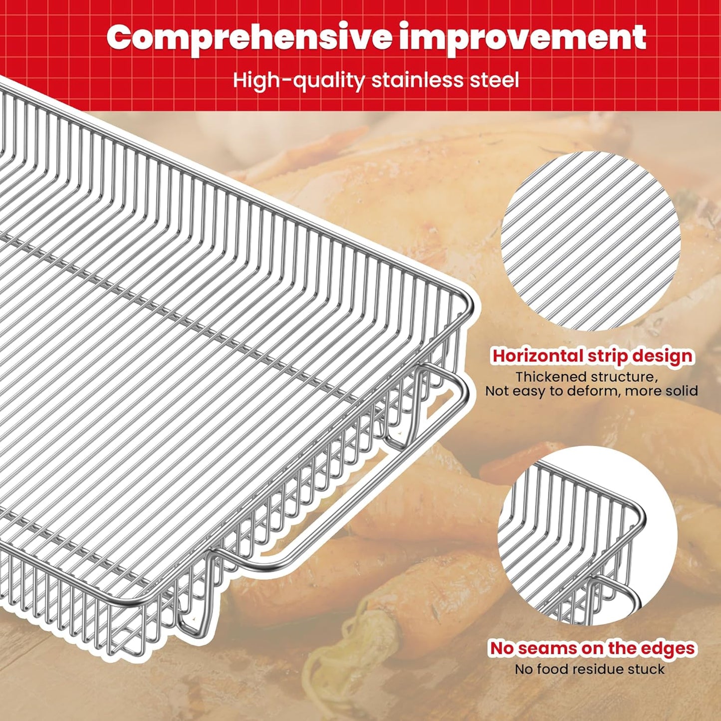 Air Fryer Basket for Oven,Ease Of Cleaning,Air Fryer Basket and Stainless Steel Baking Tray Pant Oven with 50 Sheets Parchment Papers,Air Fryer Pan Rack for Cooking Baking Dishwasher (2 Set M+L)
