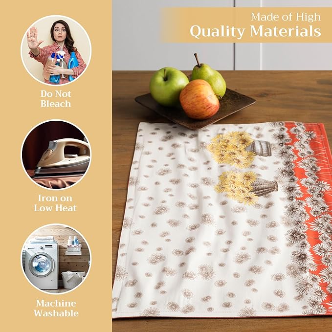 Maison d' Hermine Placemats Set of 4 100% Cotton Washable Cloth Place Mats, Reusable Table Mats for Thanksgiving Christmas Decorations Kitchen Dining Party Wedding Restaurant (Bagatelle, 13" x 19")