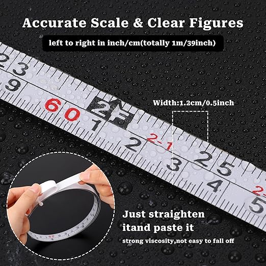 2 Pack Measure Tape with Adhesive Backing,39'' Left to Right Metal Self-Adhesive Measuring Tape Sticky Measure Tape Double Scale Sticky Tape Measure Workbench Ruler for Woodworking,Saw,Drafting Table