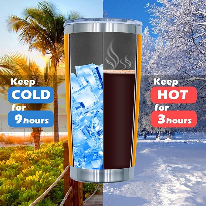 20oz Tumbler Bulk Stainless Steel Tumblers with Lid Vacuum Insulated Double Wall Travel Coffee Mug Powder Coated Tumbler Cup for Hot and Cold Drinks(Orange, 1 pack)