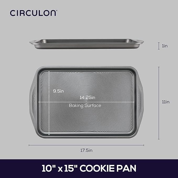 Circulon Total Bakeware Nonstick Cookie Baking Sheet, 10" x 15", Dark Gray