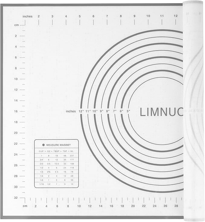 Silicone Baking Mat，Non Stick Rolling Dough with Measurements for Pie Pizza Cookies Fondant Making，Extra Thick Non Slip Silicone Pastry Mat