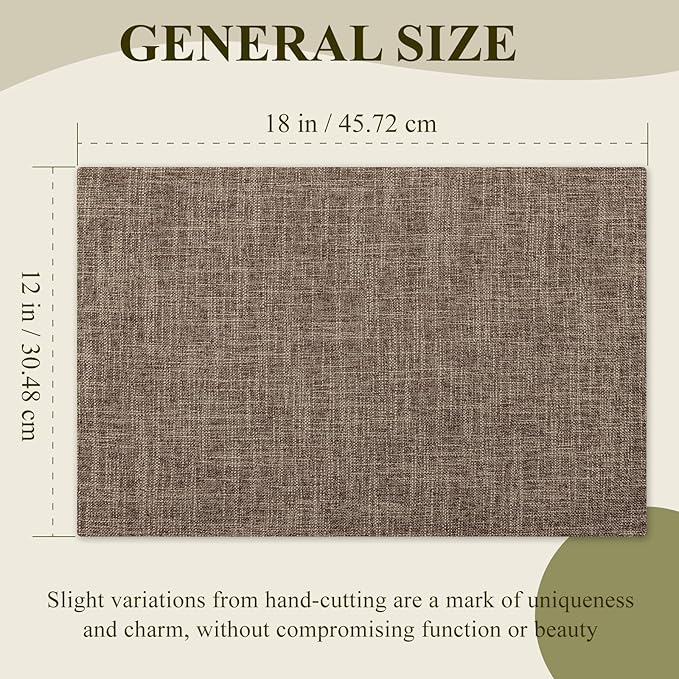 KXN Placemats Set of 6, Dual-Layer Thickened Faux Linen Table Mats, Heat Resistant & Wrinkle-Free, Machine Washable Cloth Place Mats for Kitchen Dining Indoor Outdoor (Burlap)