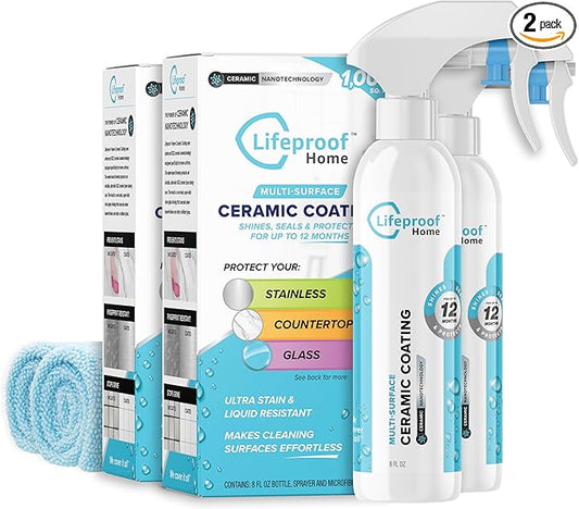 Lifeproof 2-Pack Ceramic Coating Spray Kit - Shine, Seal & Protect Kitchen & Bath Surfaces, Repels Stains & Grime