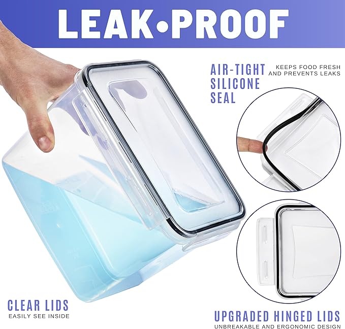 Sorbus Food Storage Containers - Pack of 6 - Air Tight, Four-Way Snap Lids Keeps Food Fresh - Store Cereal, Pasta, Flour, Nuts, Candy - Durable Plastic Kitchen Pantry Bins