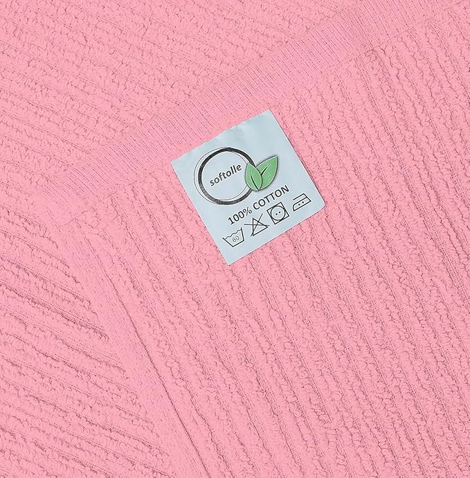 Softolle Bar Mop Towels, Pack of 12-16x19 Inches - 100% Cotton Super Absorbent Towels, Multi-Purpose for Home and Bar Cleaning (Pink)