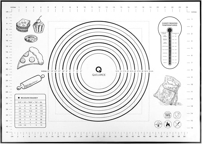 Silicone Pastry Mat, Baking Mat for Rolling Out Dough, Dough Mat for Rolling, Fondant Mat, 20''(W)28''(L), Black