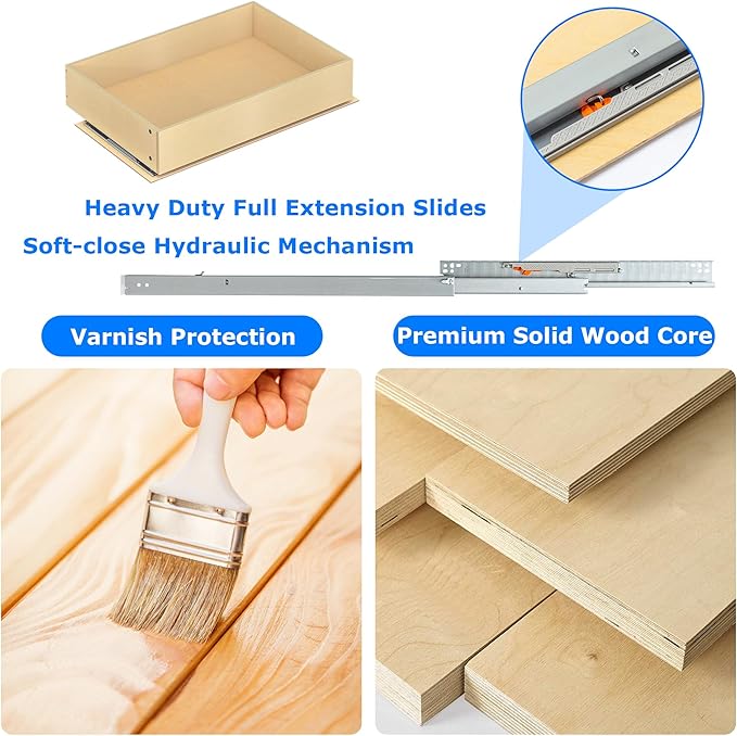 WelFurGeer Soft Close Pull Out Drawers for Cabinets, 14" W x 22" D Pull Out Cabinet Organizer, Space-Saving Cabinet Organizer with Easy Installation, Durable Pullout Drawers for Home Kitchen