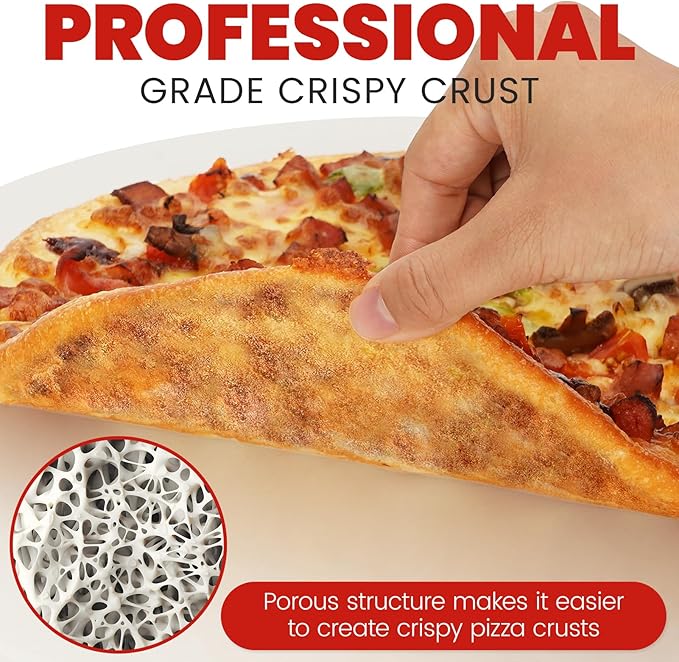 GOOD GAIN Pizza Stone for Oven Grill - Cordierite Baking Stone for Bread, Pies | 15'' Round Oven Stones for Cooking | Indoor,Outdoor | Durable, Heat Shock Resistant (White)