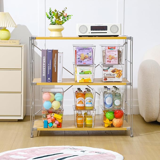 6 Pack Clear Storage Bins with Lids, 7 Quart Stackable Storage Boxes for Storage and Organization, Plastic Storage Containers with Lids, Plastic Bins with Handles for Office, Bedroom, Study Room