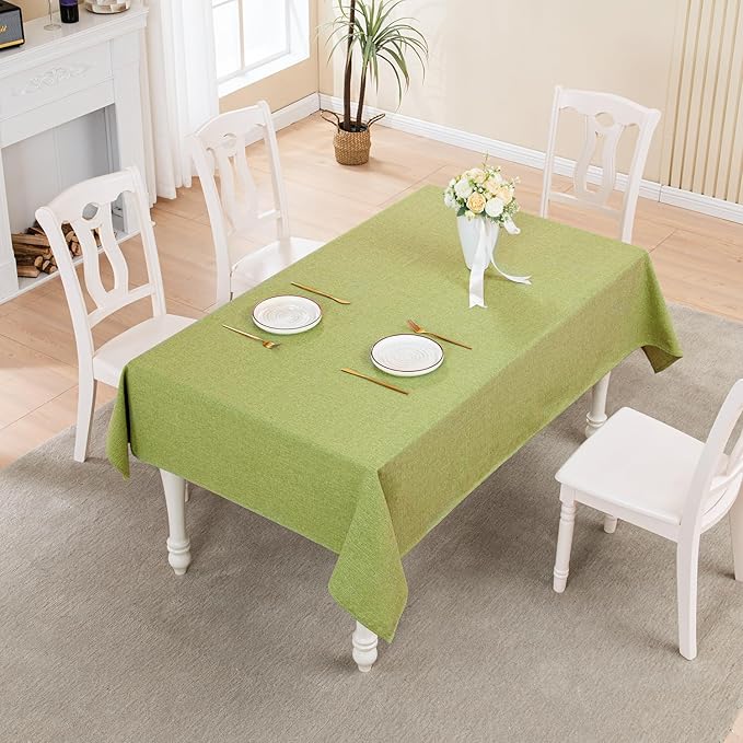 BALCONY & FALCON Rectangle Tablecloth 57" x 85" Washable Wrinkle Resistant and Water Proof Table Cloth, Decorative Linen Fabric Tablecloths for Dining Party Kitchen Wedding and Outdoor, Avocado Green