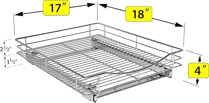 LYNK PROFESSIONAL® Pull Out Cabinet Organizer, 17" x 18" Slide Out Drawers for Kitchen Cabinets - Sliding Pull-Out Pantry Shelves – Home Shelf Organizers - Lifetime Ltd. Warranty, Chrome