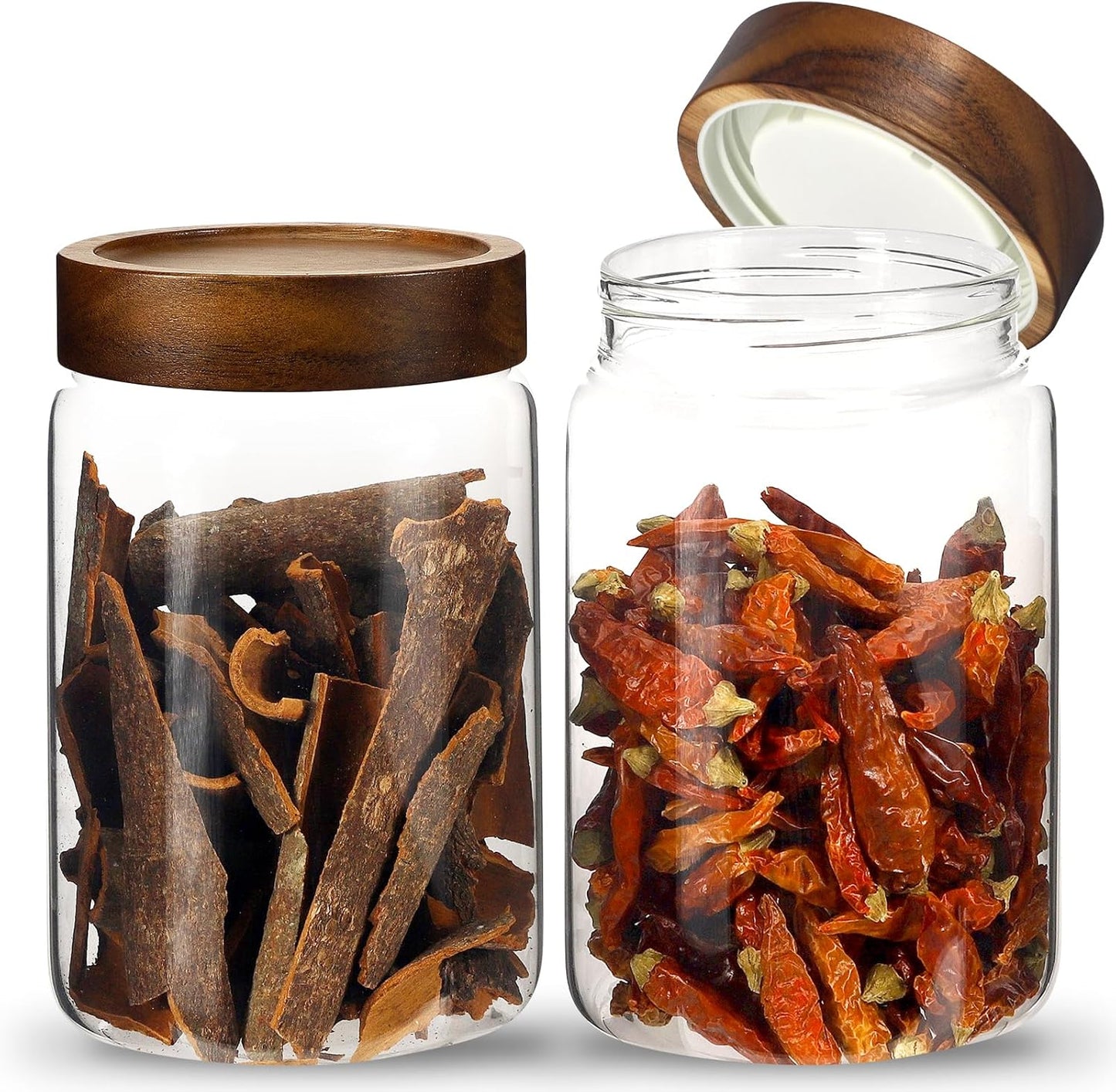 Glass Spice Jar Coffee Sugar Container Airtight Glass Jar Food Storage Canisters Bottle for Kitchen Seasoning Tea Herb Overnight Oats Bar Parfait Snacks (900ml/30oz-2 Pcs)
