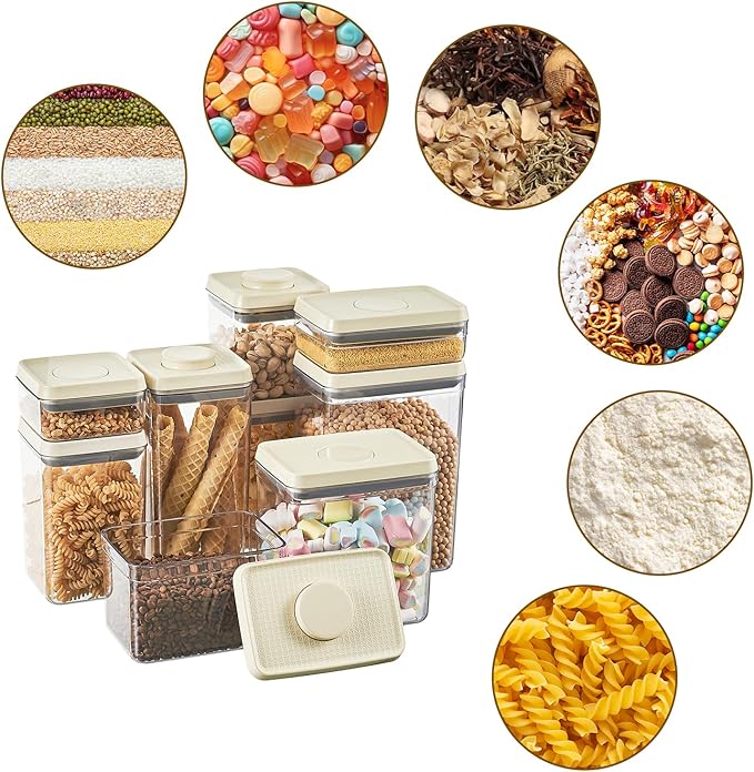 Airtight Food Storage Containers with Pop Top Lids, 3 Pcs BPA Free Plastic Dry Food Canisters for Kitchen Pantry Organization Cereal Flour and Sugar, 2qt+0.9qt*2