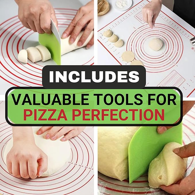 Large Pizza Stone for Oven 20 inch, with Silicone Mat and Dough Tool - Pizza Stone for Grill - Rectangular Pizza Oven Stone for Bread Baking - Thick Heavy Duty Stone 20" x 13.5" x 0.6"