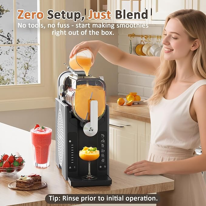 Slushie Machine, Slushy for Home No Ice Need, Soft Serve Ice Cream Maker & Margarita Machine, Auto-Cleaning, 6 Presets for Milkshakes, Frappés, Frozen Drink and More, Black, 1 Insulated Cup