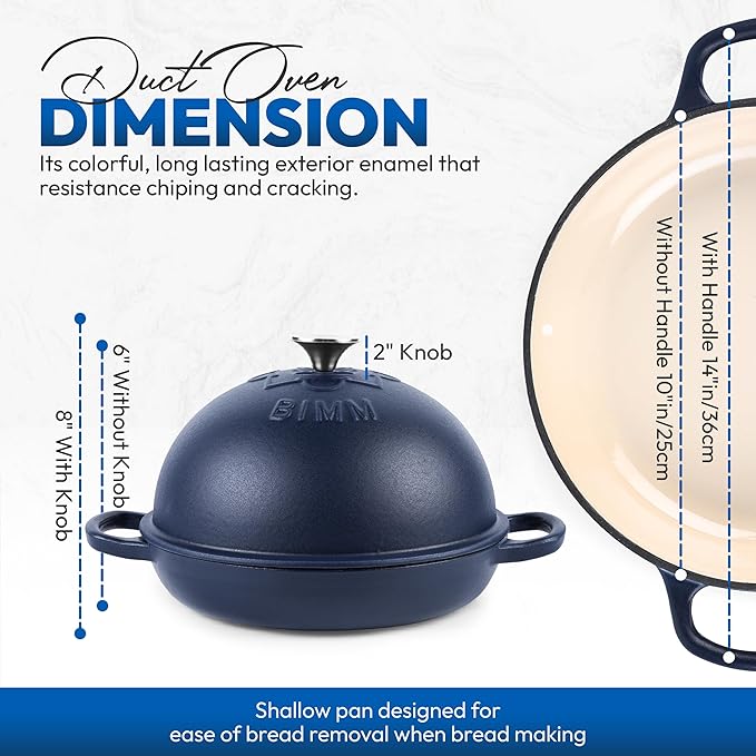 Cast Iron Dutch oven Pot with Lid for Sourdough Bread Baking – Versatile Bread Oven with Non-Stick Enamel Coating, Matte Finishing, Exquisite Embossed Pattern & Ergonomic Handles