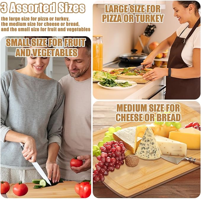 Patelai 12 Pack Large Cutting Boards Bulk Wooden Kitchen Chopping Boards for Crafts DIY Wedding Housewarming Gift(Bamboo,12 x 9 Inch)