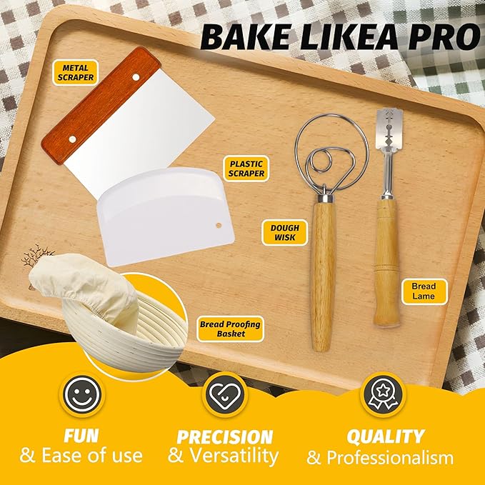 5QT Enameled Cast Iron Bread Oven with Proofing Basket for Bread Baking, Bread Making Supplies Tools,Heavy-Duty Cookware for Braising, Stews, Roasting, Bread Baking (Blue)