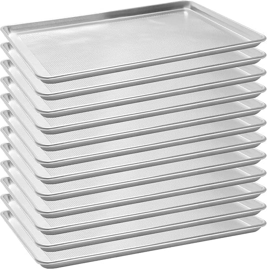 12 Pack Full Size Aluminum Perforated Baking Sheet Pan, 26"×18" Cookie Sheets For Oven in Bakery, Restaurant & Kitchen