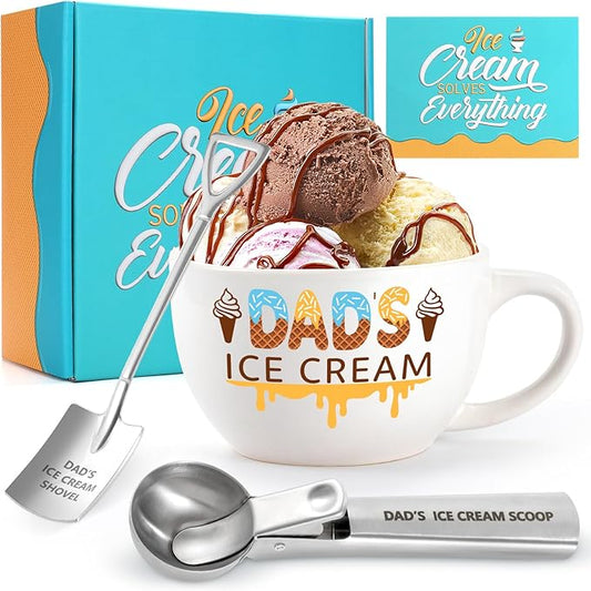 Fathers Day and Xmas Gadget - Ice Cream Bowl and Scoop Set for Daughter, Son, Ideal Gift