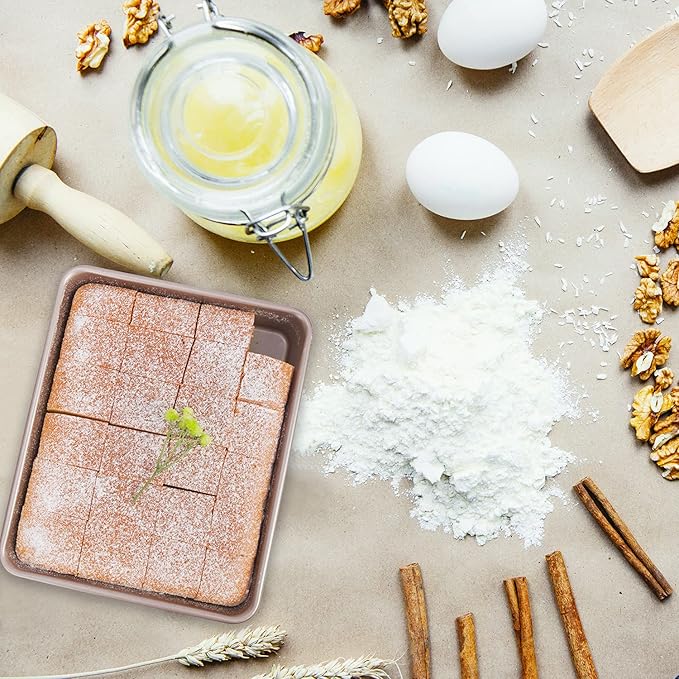 2 Pack 11 Inch Baking Sheet Pans, Deep Size Baking Pan Nonstick Cookie Sheet Brownie Cake Pan Bread Pan Toaster Oven Tray Bakeware, 11x9x2 Inches, Easy Clean & Food Safe (11 x 9 x 2")