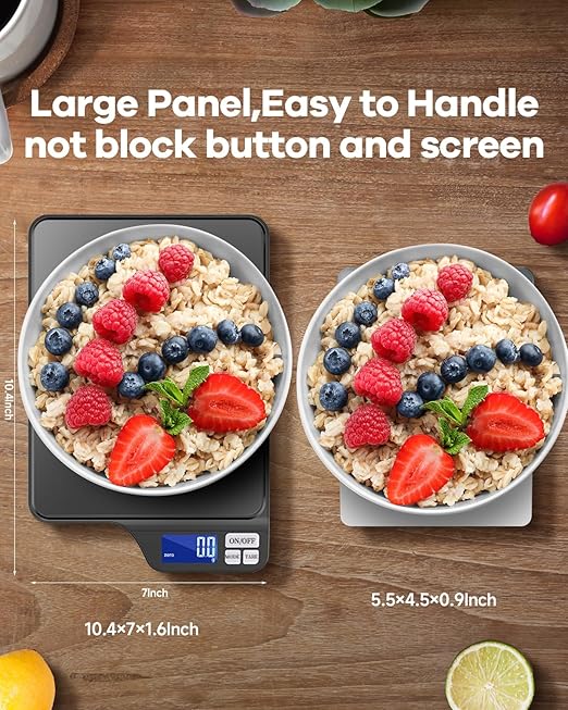 Large 5kg/11lb Kitchen Scale with 0.1g/0.01oz High Precision, USB Rechargeable Food Scale, Stainless Steel Pan, with Tare Function,for Baking Cooking Coffee Package Postage