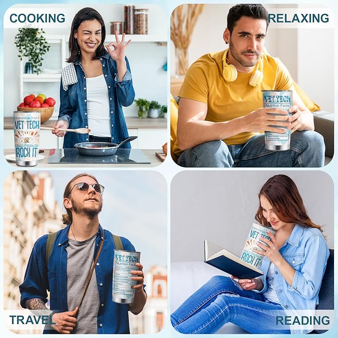 Vet Tech Gifts, Vet Tech Week Appreciation Gifts, Veterinary Tumbler Stainless Steel 20oz Straw Lid, Veterinary Technician Gift for Birthday Graduation Christmas